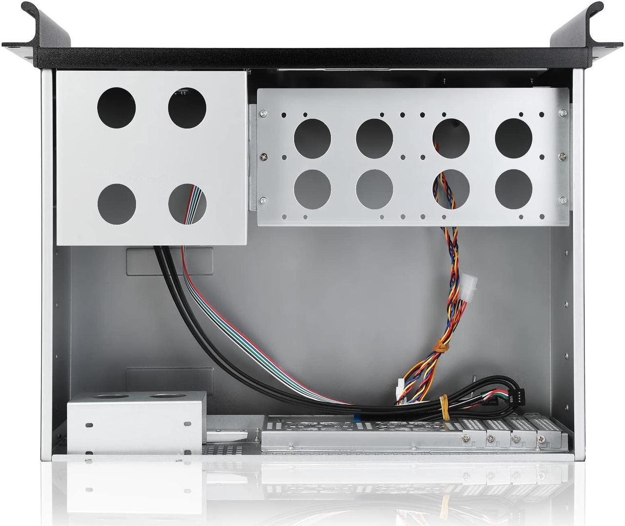 Alt view image 5 of 5 - RackChoice 4U Short Depth Mini-ITX/M-ATX Server Chassis 2x5.25+2x3.5+2x2.5 Bays Support Standard PS2 ATX PSU