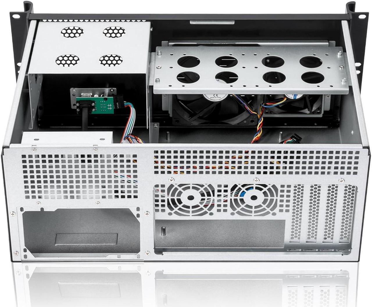 Alt view image 4 of 5 - RackChoice 4U Short Depth Mini-ITX/M-ATX Server Chassis 2x5.25+2x3.5+2x2.5 Bays Support Standard PS2 ATX PSU