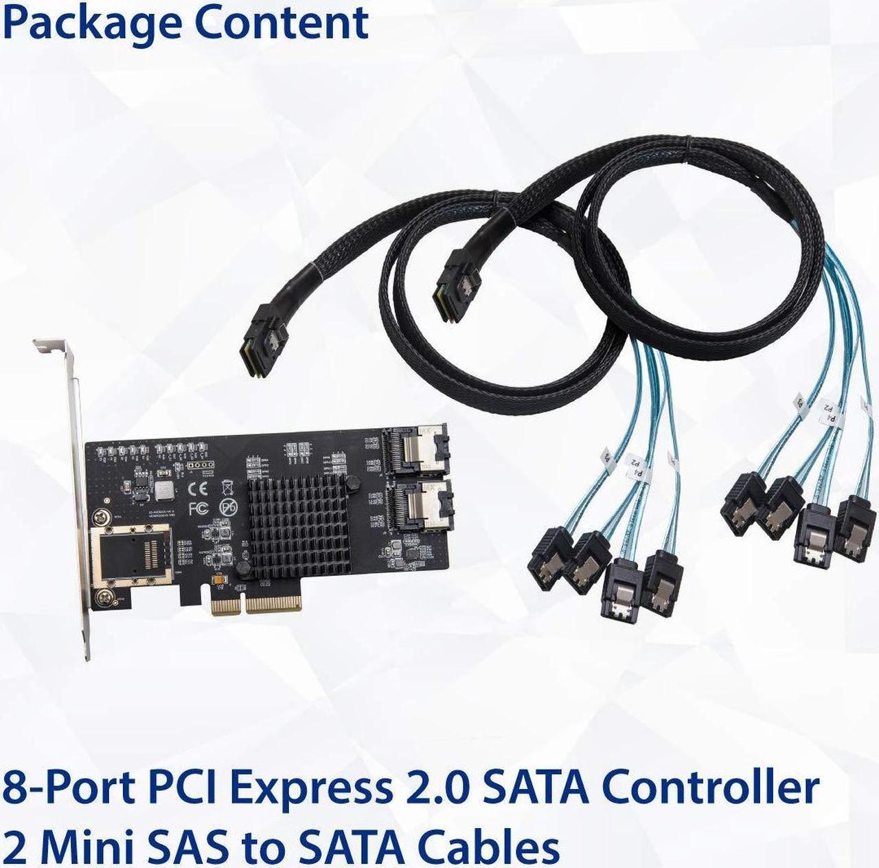 Alt view image 5 of 5 - Syba 8 Port SATA III Non-RAID PCI-e x4 Controller Card Supports FreeNAS and ZFS RAID - Includes Mini SAS to SATA Breack Out Cables (SI-PEX40137)