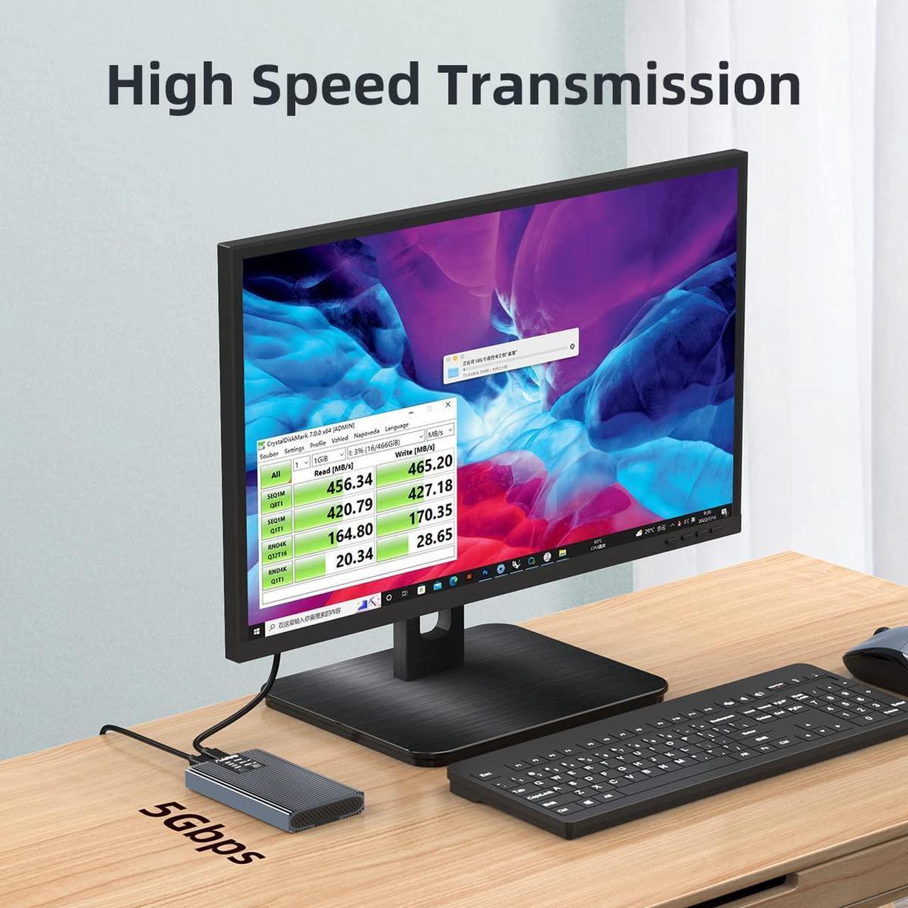 Alt view image 2 of 5 - ISHEEP SATA M.2 Duplicator Cloner Enclosure Dual Bay M.2 SATA to USB C Docking Station for B / B+M Key 2230 2242 2260 2280 SSD Support Offline Cloner and Duplicator Copy Function K2022S