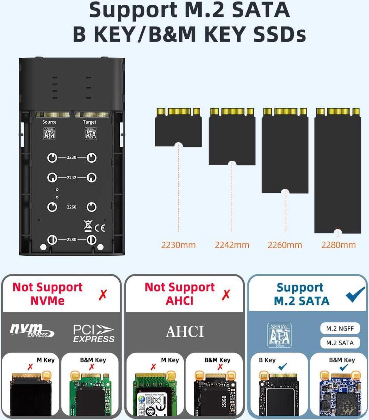 Alt view image 4 of 5 - ISHEEP SATA M.2 Duplicator Cloner Enclosure Dual Bay M.2 SATA to USB C Docking Station for B / B+M Key 2230 2242 2260 2280 SSD Support Offline Cloner and Duplicator Copy Function K2022S
