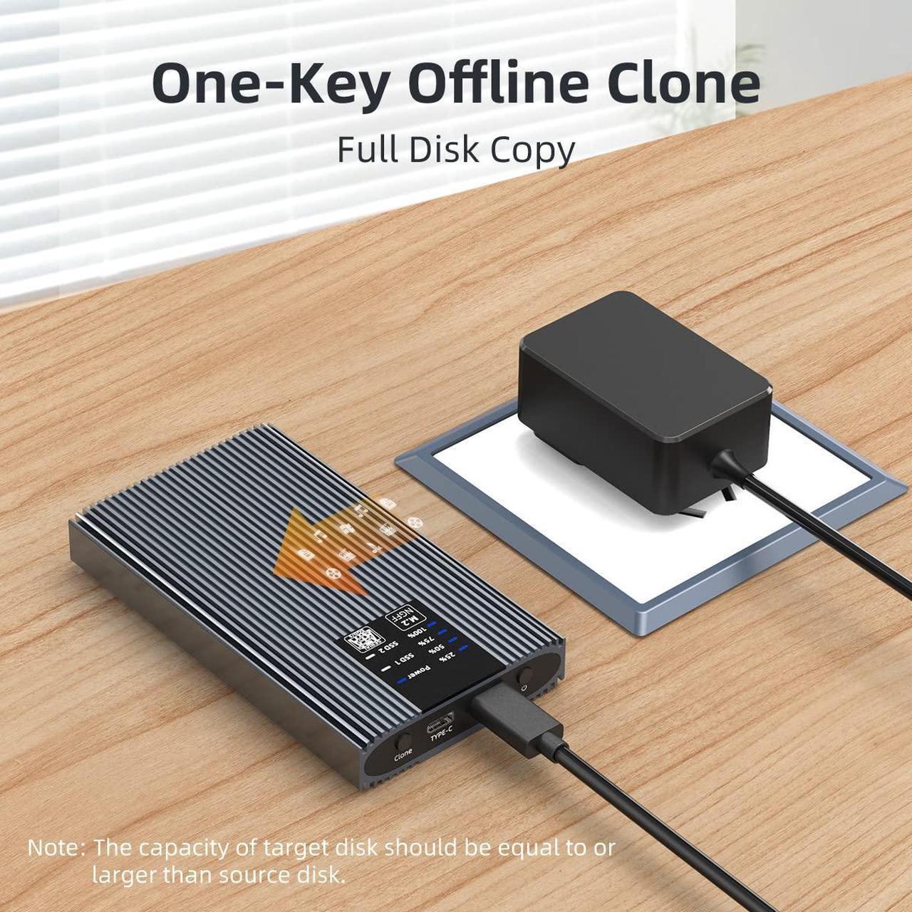 Alt view image 3 of 5 - ISHEEP SATA M.2 Duplicator Cloner Enclosure Dual Bay M.2 SATA to USB C Docking Station for B / B+M Key 2230 2242 2260 2280 SSD Support Offline Cloner and Duplicator Copy Function K2022S