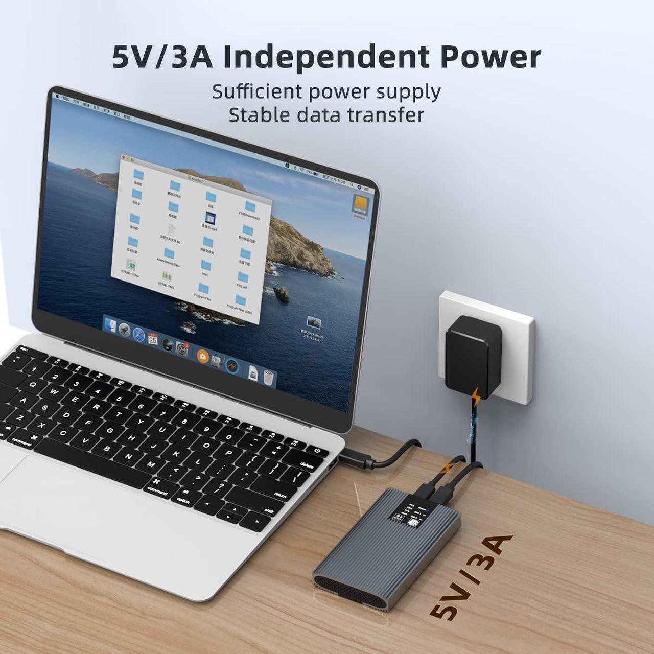 Alt view image 5 of 5 - ISHEEP SATA M.2 Duplicator Cloner Enclosure Dual Bay M.2 SATA to USB C Docking Station for B / B+M Key 2230 2242 2260 2280 SSD Support Offline Cloner and Duplicator Copy Function K2022S