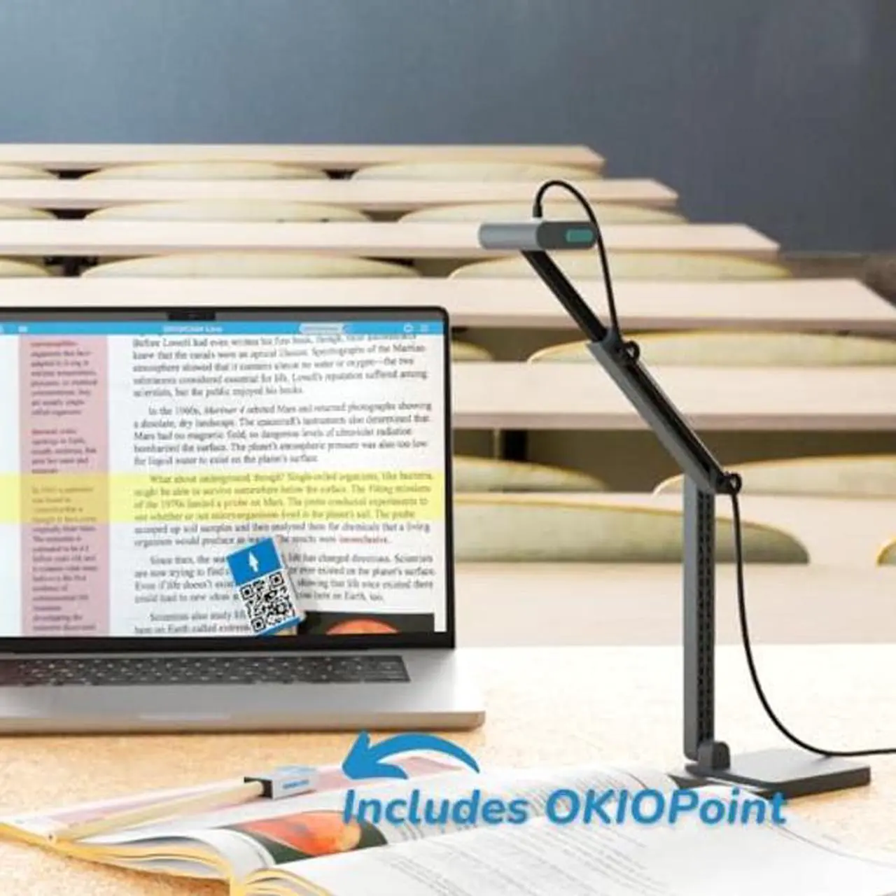 Alt view image 2 of 5 - OKIOLABS OKIOCAM S2 Pro 4K Document Camera with Light and Microphone, with OKIOPoint AI-Tracking, 12MP Doc Camera for Classroom & Online Class, with Type-C Adapter & Pouch, for PC/Mac/Chromebook
