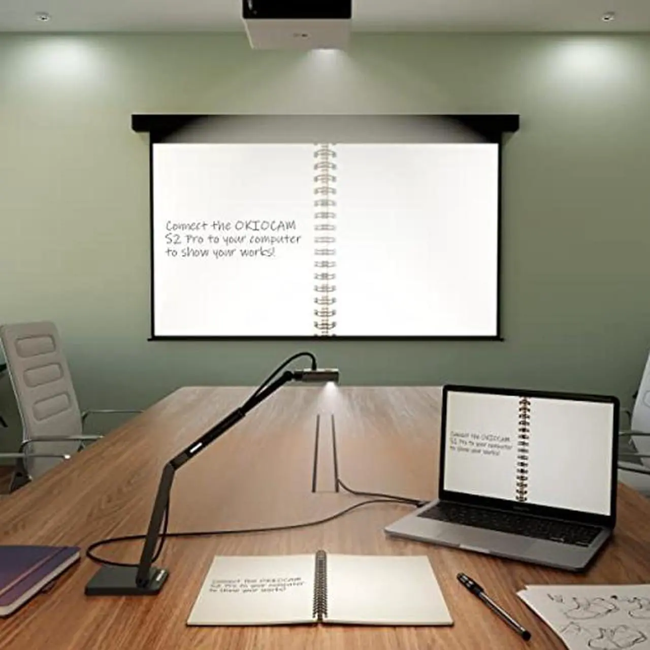 Alt view image 4 of 5 - OKIOLABS OKIOCAM S2 Pro 4K Document Camera with Light and Microphone, with OKIOPoint AI-Tracking, 12MP Doc Camera for Classroom & Online Class, with Type-C Adapter & Pouch, for PC/Mac/Chromebook