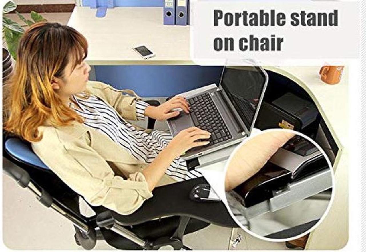 Alt view image 3 of 5 - Computer Keyboard Stand Laptop Mouse Mount for Workstation Video Gaming, Installed to Chair or Any Round Bar with Maximum 1.96 inch Diagonal Thickness