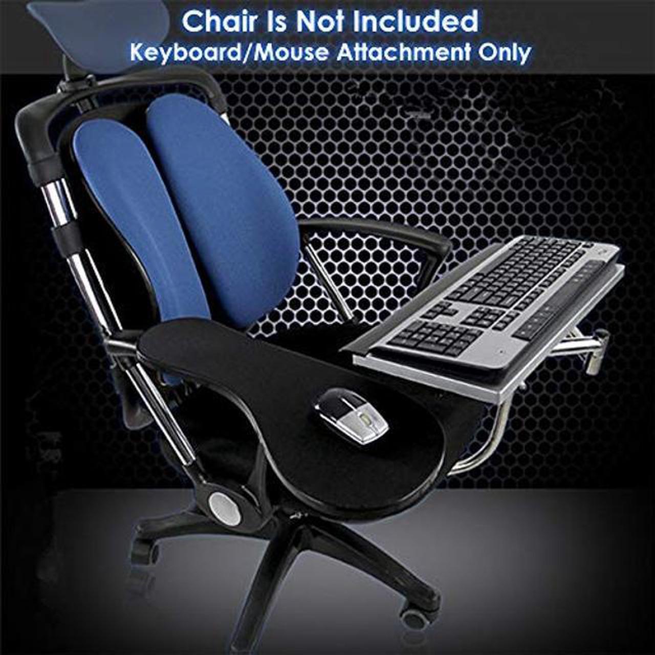 Alt view image 4 of 5 - Computer Keyboard Stand Laptop Mouse Mount for Workstation Video Gaming, Installed to Chair or Any Round Bar with Maximum 1.96 inch Diagonal Thickness