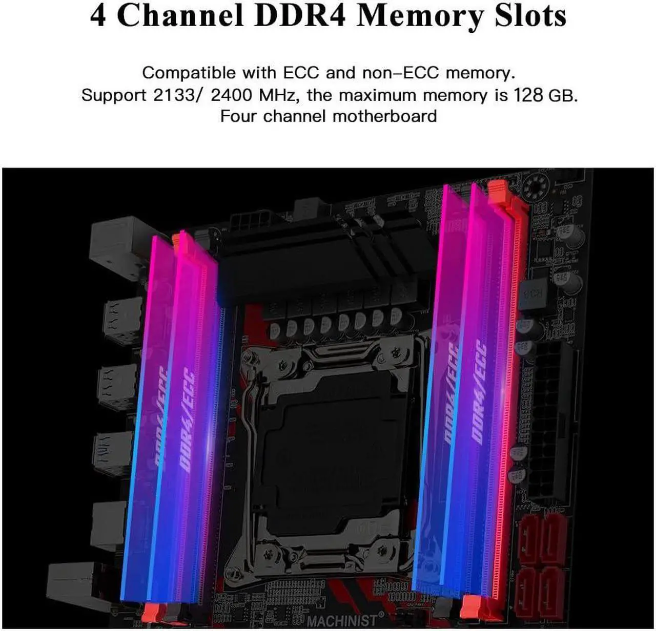 Alt view image 3 of 5 - MACHINIST X99 LGA 2011-V3 Motherboard, Intel Micro ATX (Intel 5th/6th Gen) PC Server Motherboard with Diagnostic Card (PCIe 3.0, Dual M.2 Slots, 4 Channel DDR4, SATA 6Gb/s) Intel i7 XEON E5 V3/V4