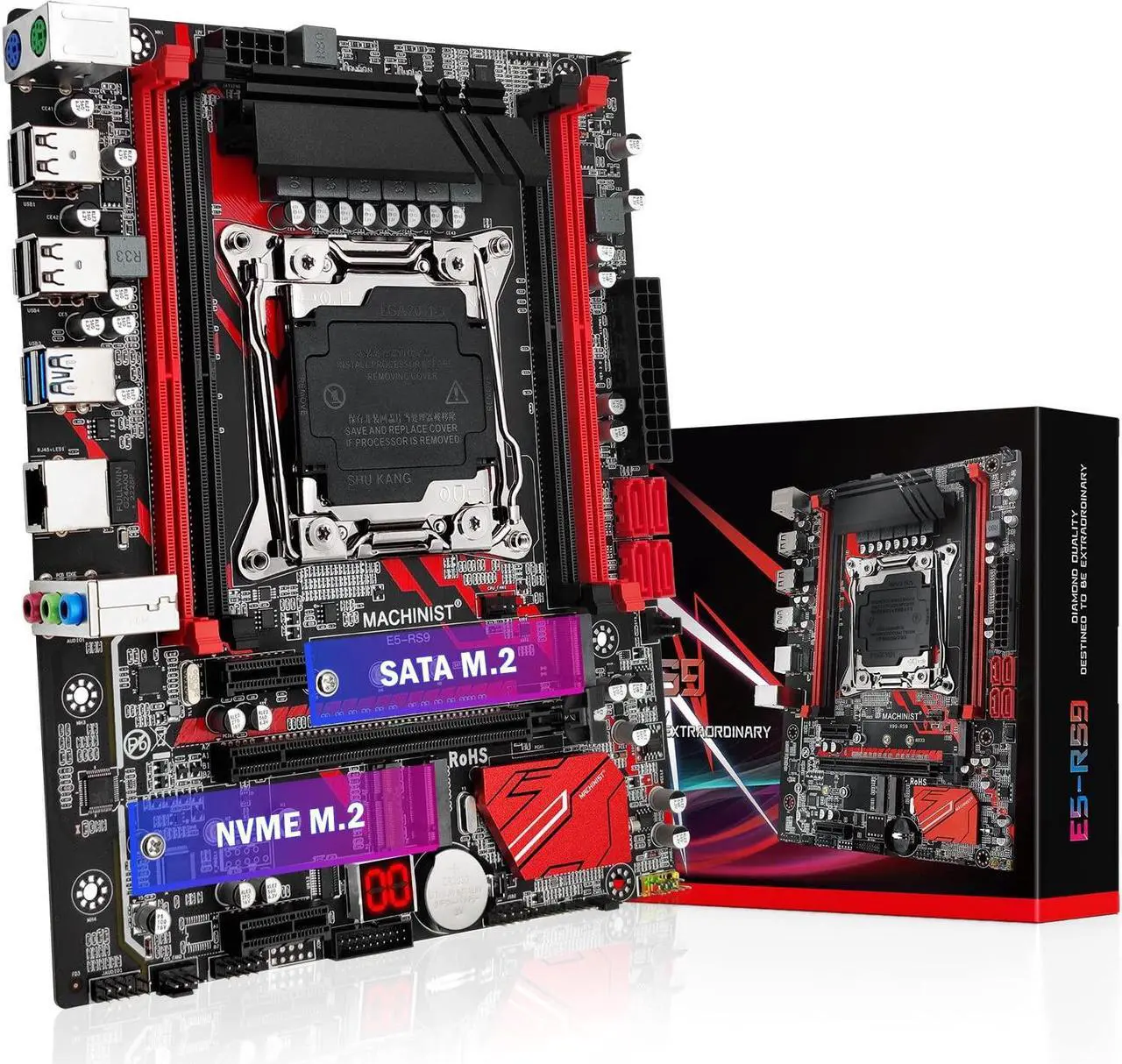 Main image of MACHINIST X99 LGA 2011-V3 Motherboard, Intel Micro ATX (Intel 5th/6th Gen) PC Server Motherboard with Diagnostic Card (PCIe 3.0, Dual M.2 Slots, 4 Channel DDR4, SATA 6Gb/s) Intel i7 XEON E5 V3/V4