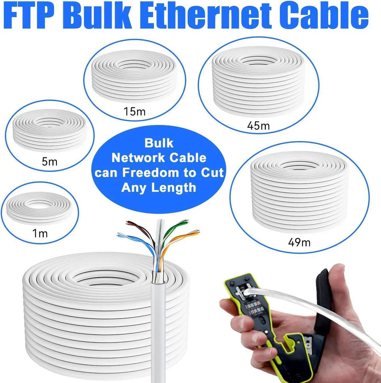 Alt view image 3 of 5 - MEIPEK Cat 6 Ethernet Cable 500ft Outdoor, Cat 6 STP Shielded Ethernet Cable, 23 AWG, Heavy Duty, Direct Burial, POE, Waterproof, In-Ground, UV Resistant Internet Network Cable for Router Gaming, CCA
