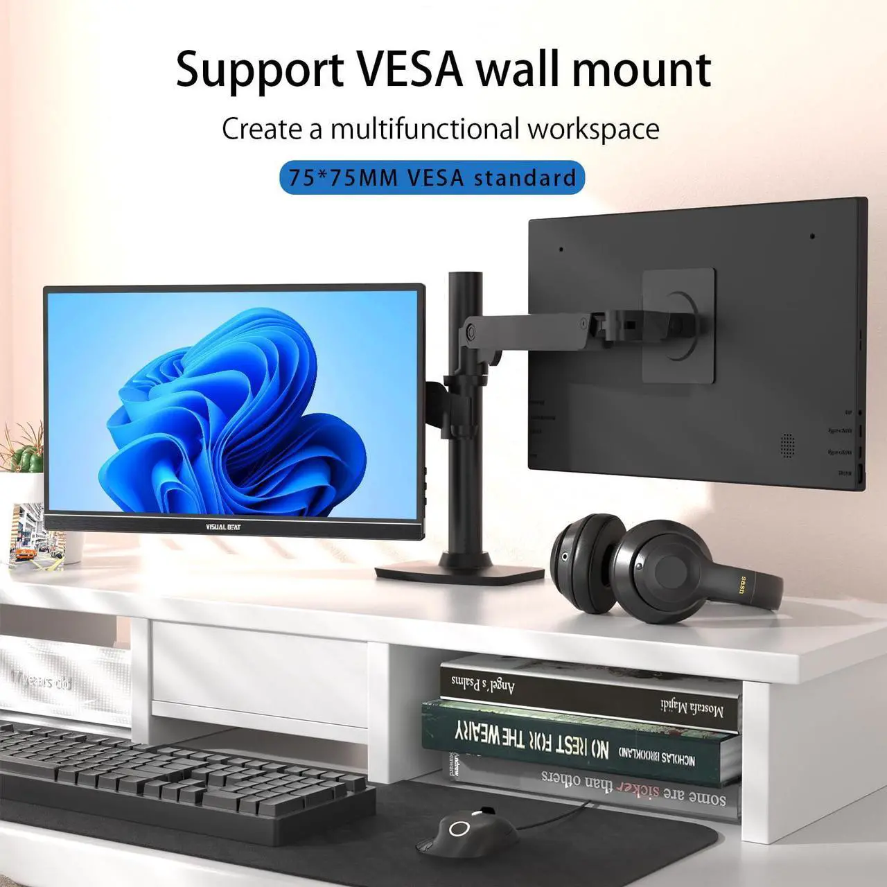 Alt view image 5 of 5 - Visual Beat Portable Monitor Touch Screen 15.6'' 1080P USB-C HDMI Computer Display HDR IPS Eye Care Screen 100% sRGB with Smart Cover, Dual Speakers for Laptop PC Mac Phone PS4/5 Xbox Switch