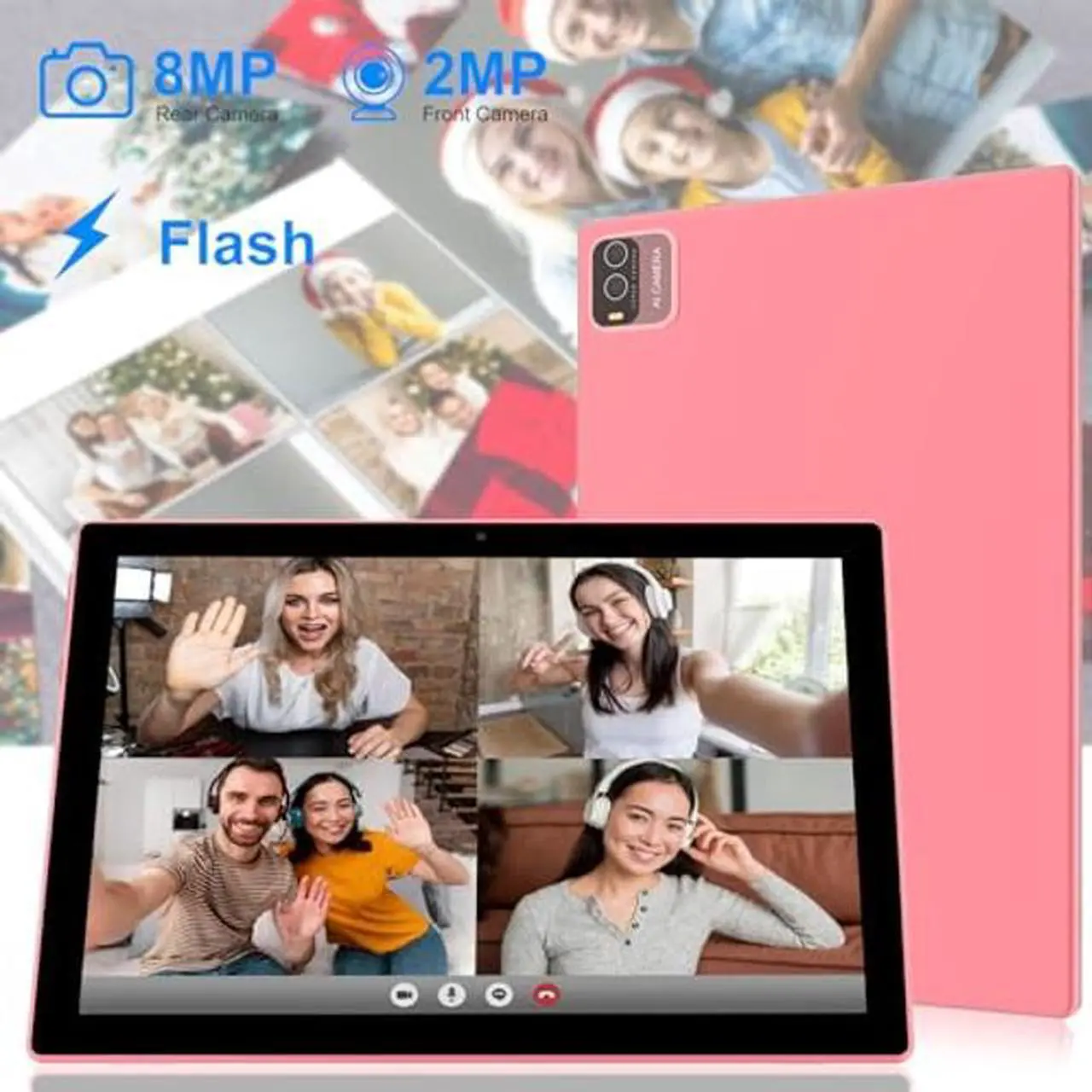 Alt view image 4 of 5 - Tablet With Keyboard 2 in 1 Tablet Android Tablet 10 Inch Tablets, Include Mouse Case Stylus Tempered Film 5G Wifi Wifi6 128GB ROM+6GB RAM 10 IN IPS 8MP Camera 6000mAh Battery 10.1" FHD Android 11 Tab