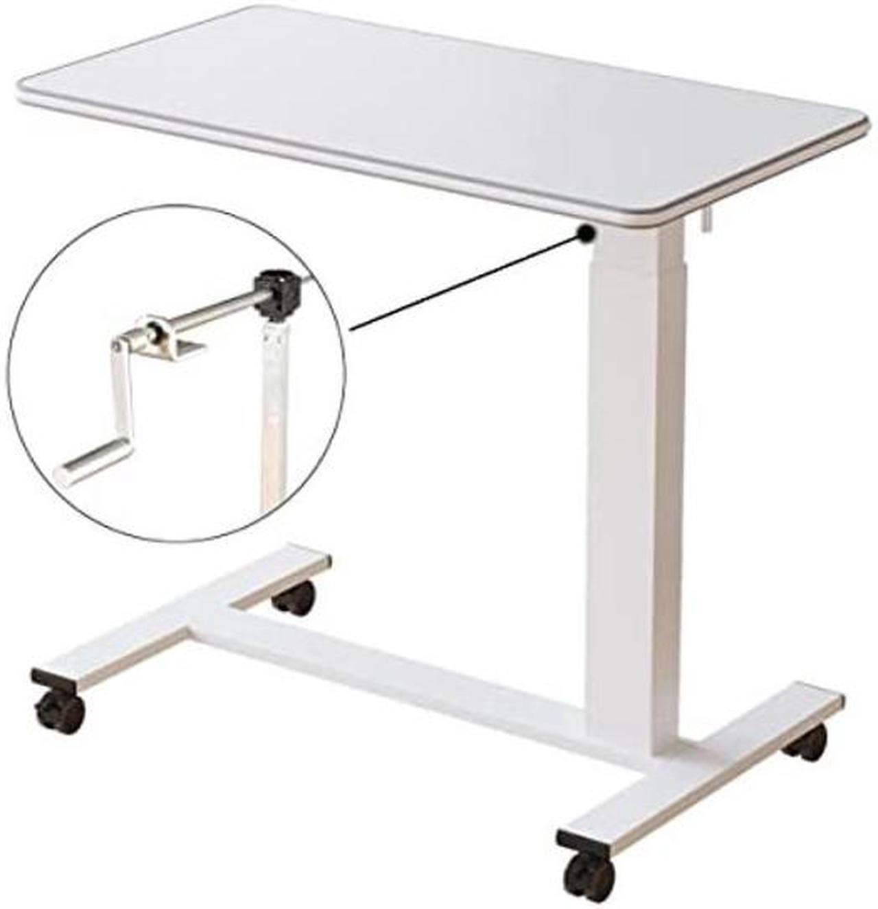 Alt view image 2 of 5 - TigerDad Hospital Bed Table with Wheels, Adjustable Height Bedside Table Over Bed Desk Overbed Table Mobile Laptop Table for Bed Laptop Stand for Couch Hand Crank