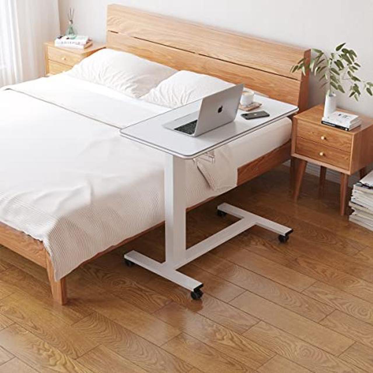 Main image of TigerDad Hospital Bed Table with Wheels, Adjustable Height Bedside Table Over Bed Desk Overbed Table Mobile Laptop Table for Bed Laptop Stand for Couch Hand Crank