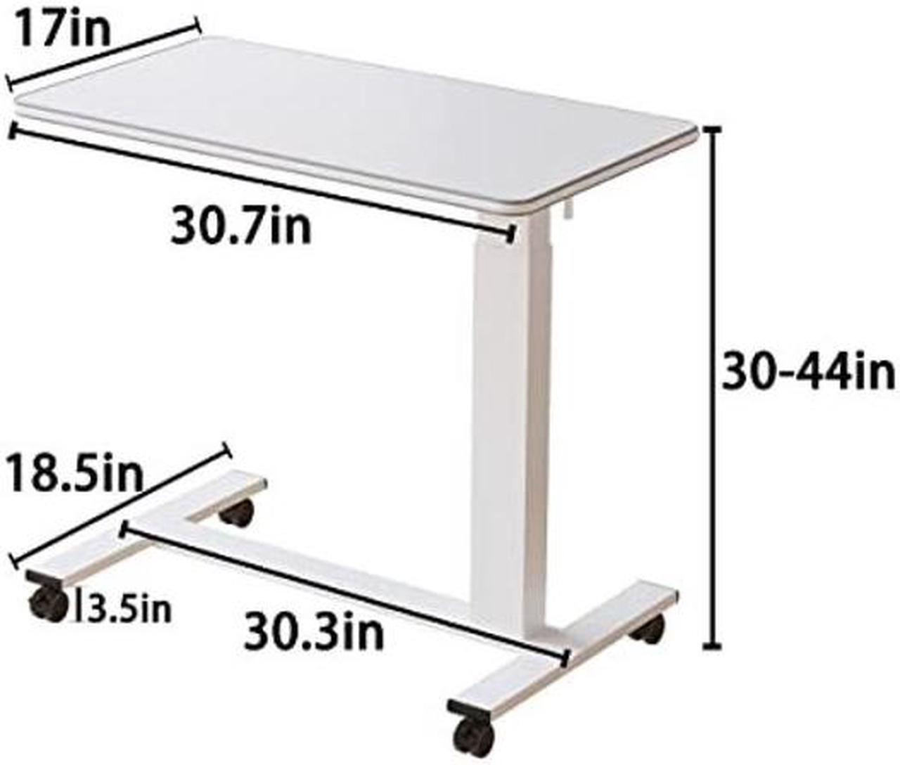 Alt view image 3 of 5 - TigerDad Hospital Bed Table with Wheels, Adjustable Height Bedside Table Over Bed Desk Overbed Table Mobile Laptop Table for Bed Laptop Stand for Couch Hand Crank
