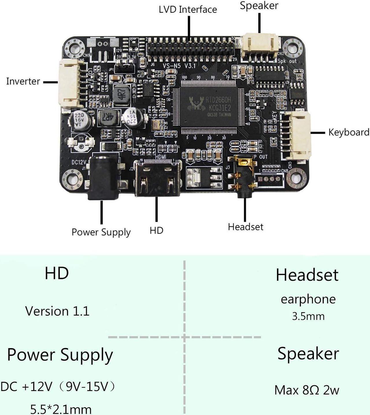 Alt view image 2 of 5 - VSDISPLAY 10.4" 10.4 Inch 1024X768 HD 500nit IPS LCD Display VS104T-003A with HD-MI Audio LCD Controller Board