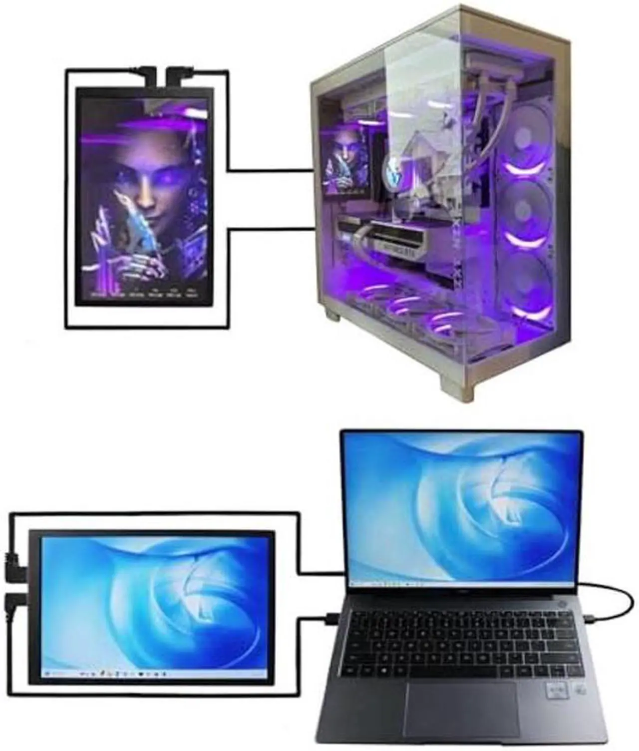 Alt view image 4 of 5 - VSDISPLAY 8 Inch 1280x800 Small LCD Monitor Support Mini HD-MI Video Input Portable Display for DIY PC Case/Laptop/Computer