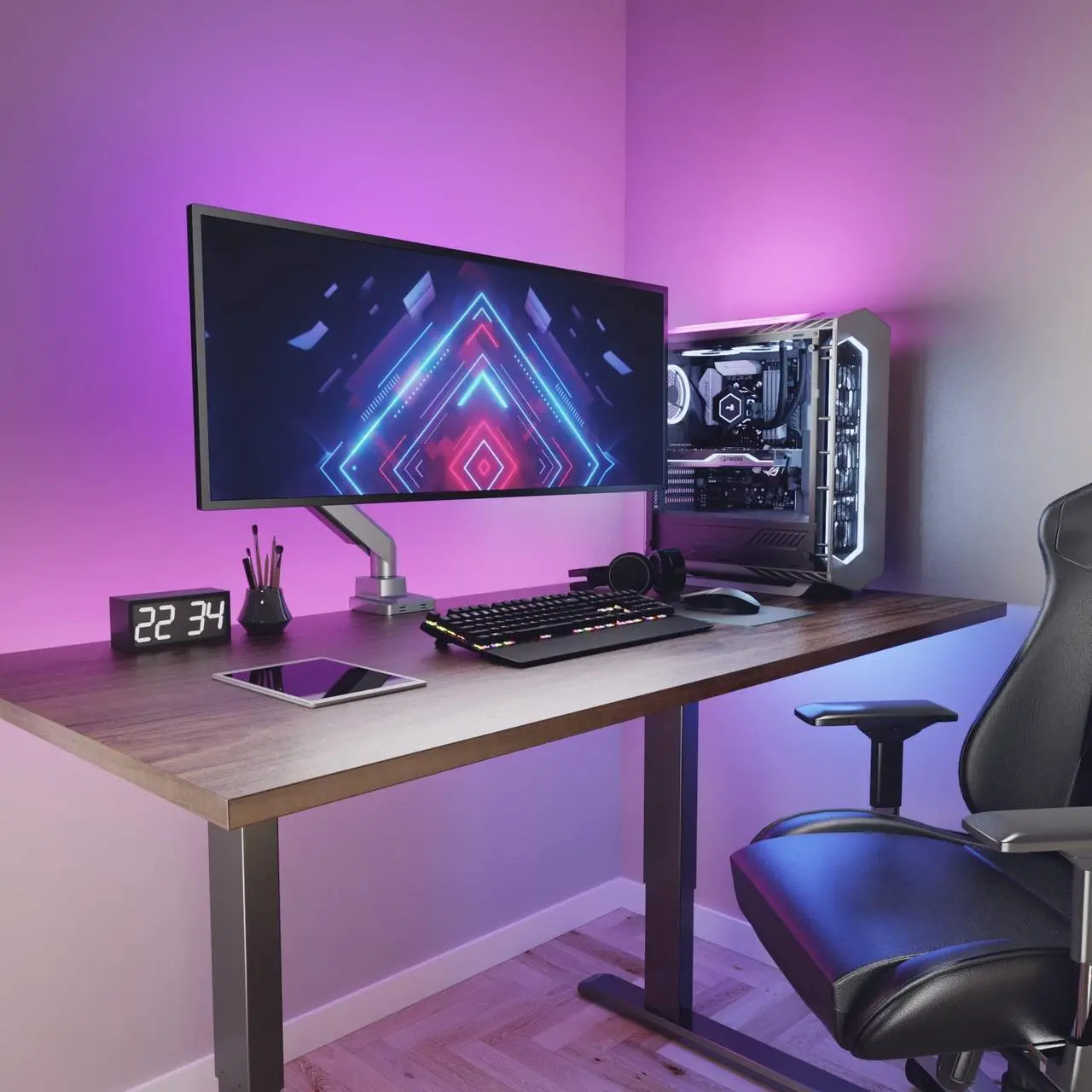 Alt view image 2 of 5 - WALI Bundle - 2 Items: Single Monitor Stand Mount Arm and Steel Reinforcement Bracket