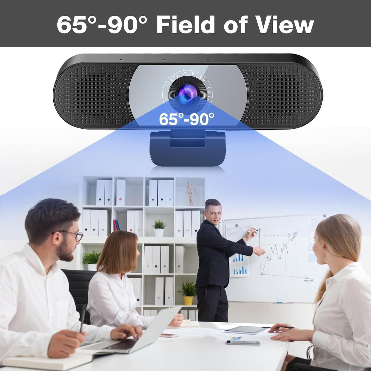 Alt view image 5 of 5 - EMEET 3 in 1 Webcam - Streaming Webcam with Microphone, 2 Speakers & 4 Built-in Noise Reduction Microphones, C980 Pro 1080P HD Webcam for Video Conferencing/Gaming, Plug & Play, w/Cover - Gray