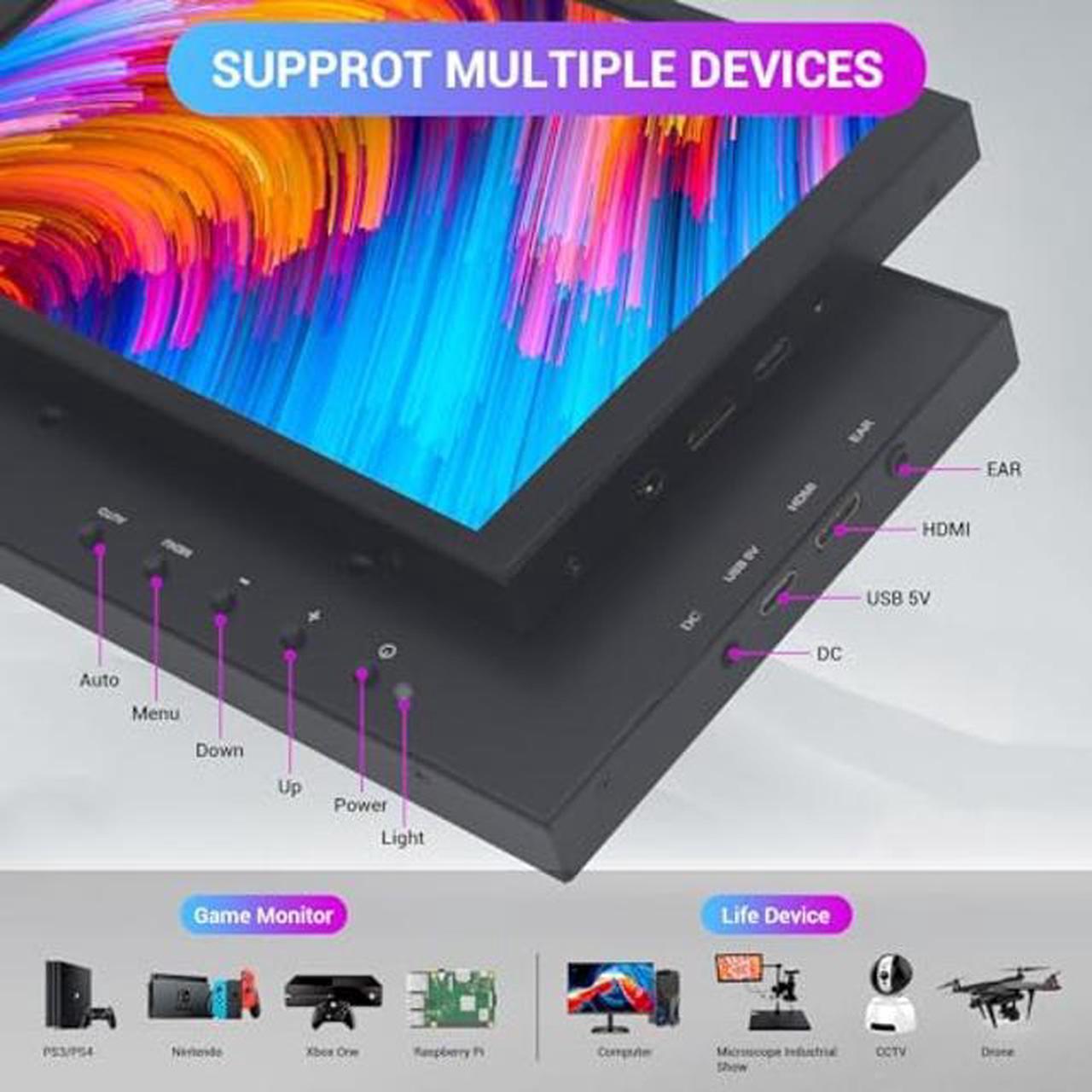 Alt view image 3 of 5 - VIEWMEI Touch Screen Portable Monitor, 8 Inch Mini HDMI Screen Display,1280 * 800 Resolution Laptop Monitor for PC Laptop Compatible with Raspberry Pi Game Consoles