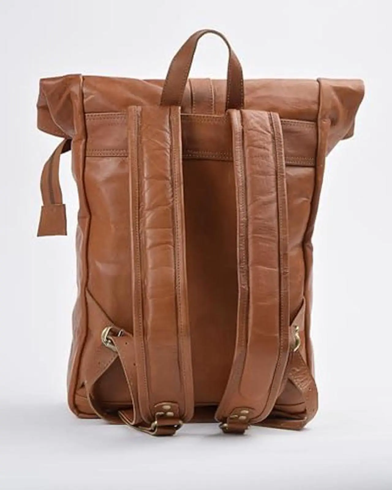 Alt view image 4 of 5 - Volksy Bags Genuine Leather Backpack for Women, Roll Top Backpack, Laptop Bookbag, Roll On Vintage Rucksack for College, Work & Travel, Brown, Medium - 15.3 Inch