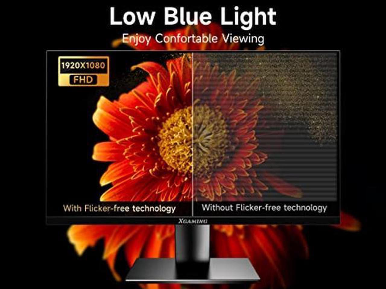 Alt view image 5 of 5 - XGaming 23.8 Inch FHD Gaming Monitor 100Hz,IPS HDR PC Monitor HDMI Display, 1080P with Low Blue Light Eye Care, Build-in FreeSync,VESA Compatible, Black
