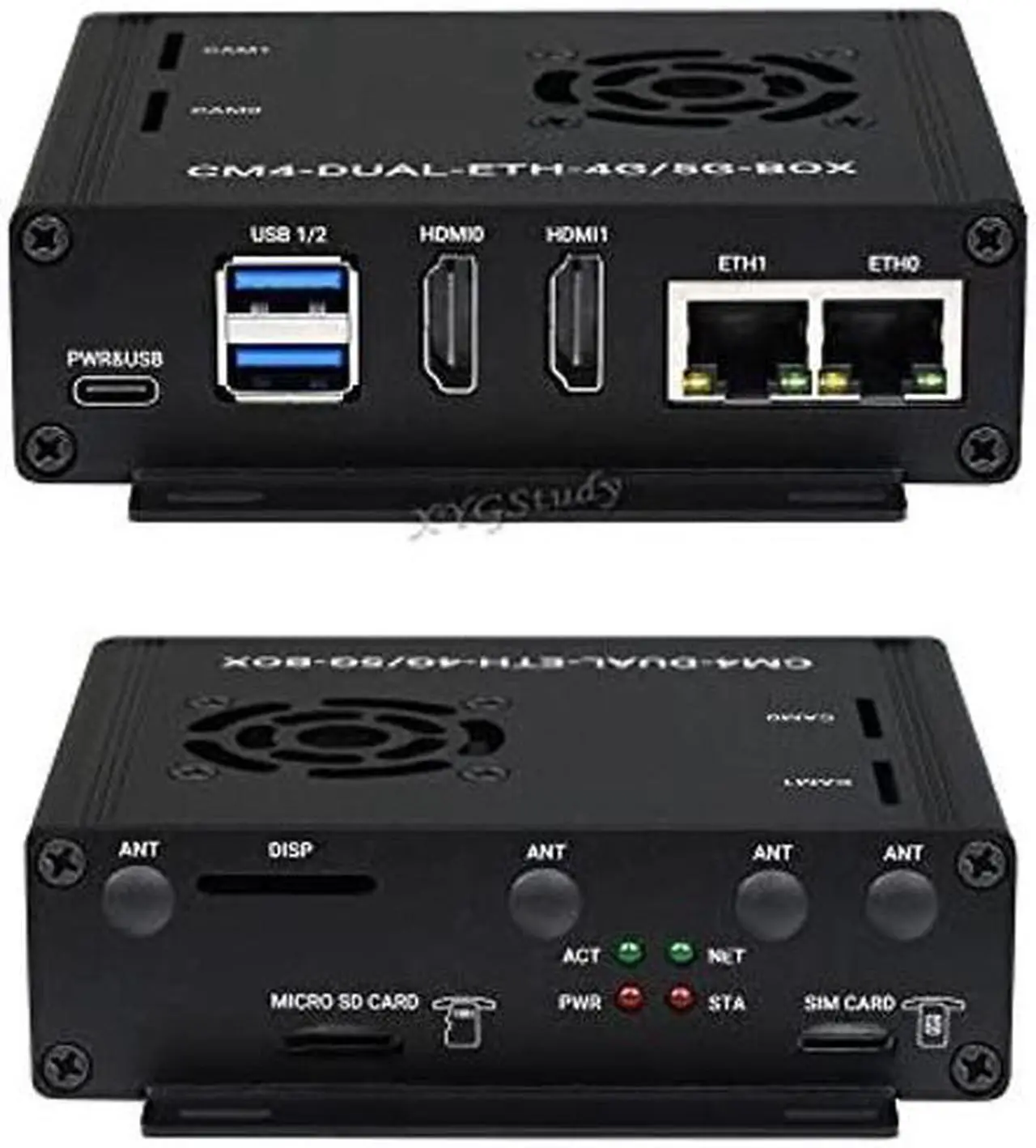 Main image of Dual Gigabit Ethernet 5G/4G Mini-Computer with Metal Case and Cooling Fan Based On Raspberry Pi Compute Module 4 (NOT Included) @XYGStudy (CM4-DUAL-ETH-4G/5G-BOX)
