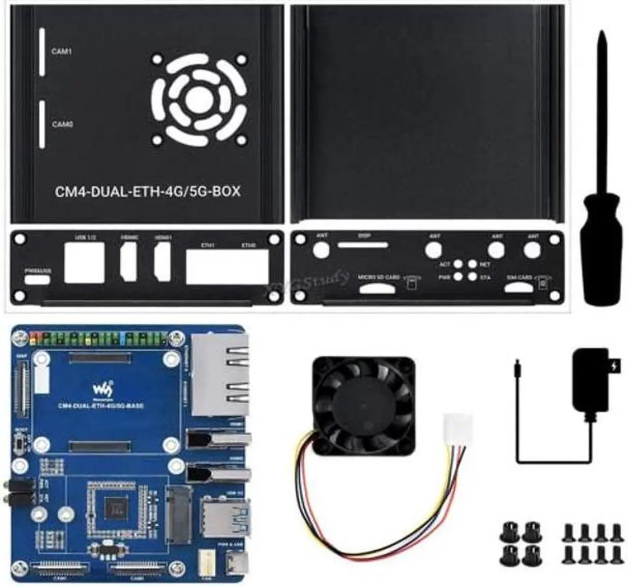 Alt view image 2 of 5 - Dual Gigabit Ethernet 5G/4G Mini-Computer with Metal Case and Cooling Fan Based On Raspberry Pi Compute Module 4 (NOT Included) @XYGStudy (CM4-DUAL-ETH-4G/5G-BOX)