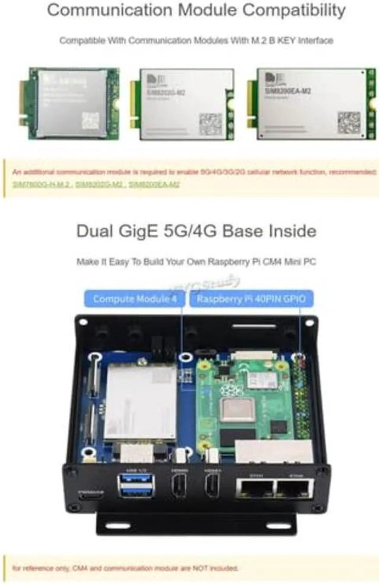 Alt view image 4 of 5 - Dual Gigabit Ethernet 5G/4G Mini-Computer with Metal Case and Cooling Fan Based On Raspberry Pi Compute Module 4 (NOT Included) @XYGStudy (CM4-DUAL-ETH-4G/5G-BOX)