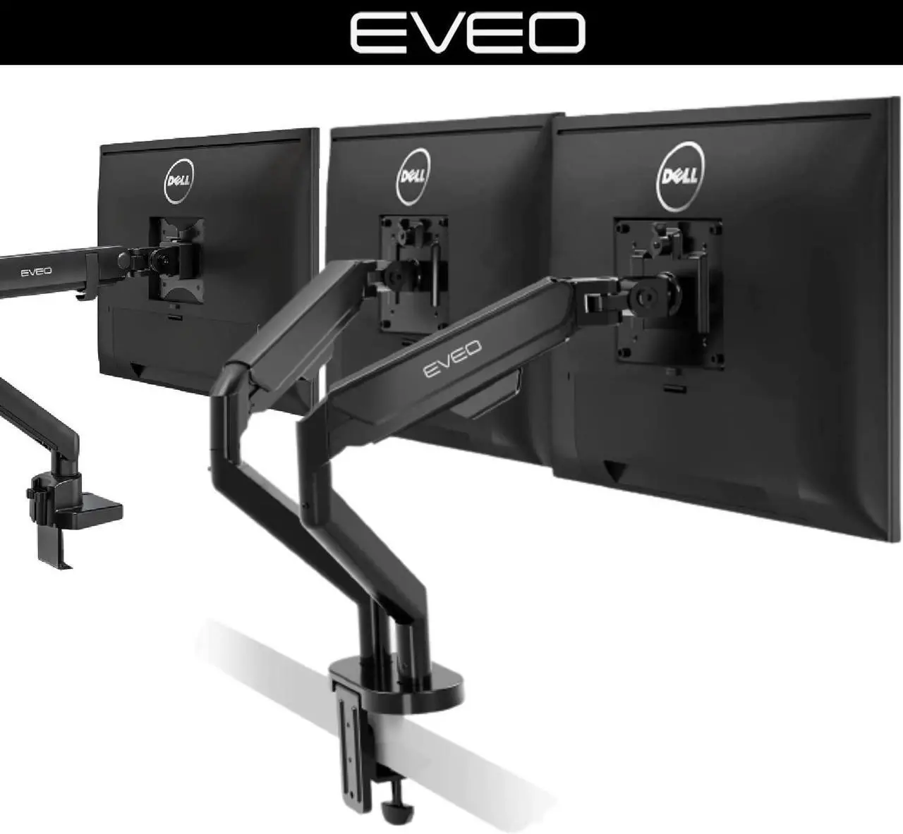 Main image of Dual + Mono Monitor Mount for 3 Monitors 10-32" VESA Bracket, Adjustable Monitor Stand for Desk Screen Computer - Full Motion Monitor Arm