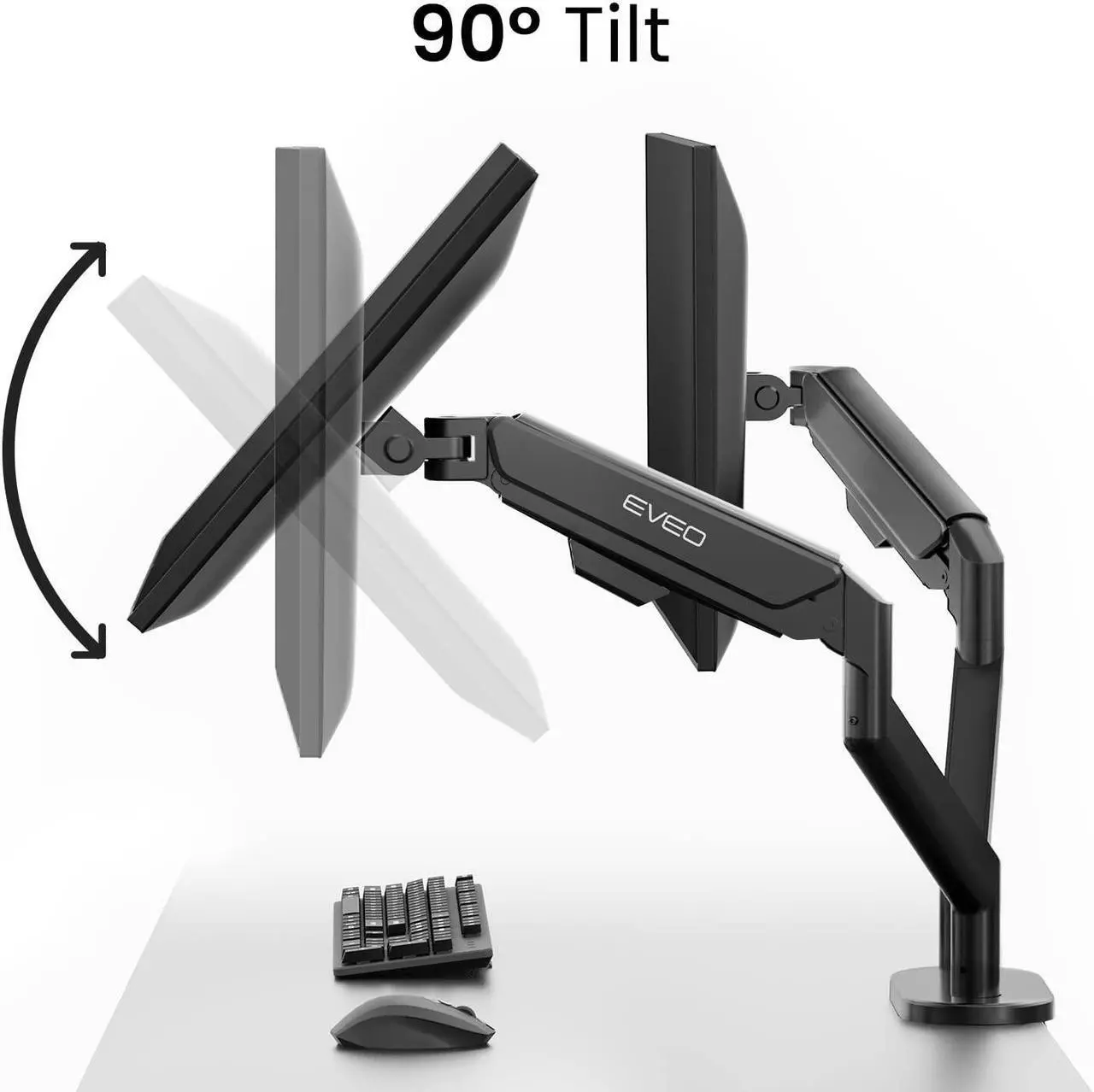 Alt view image 4 of 5 - Dual + Mono Monitor Mount for 3 Monitors 10-32" VESA Bracket, Adjustable Monitor Stand for Desk Screen Computer - Full Motion Monitor Arm