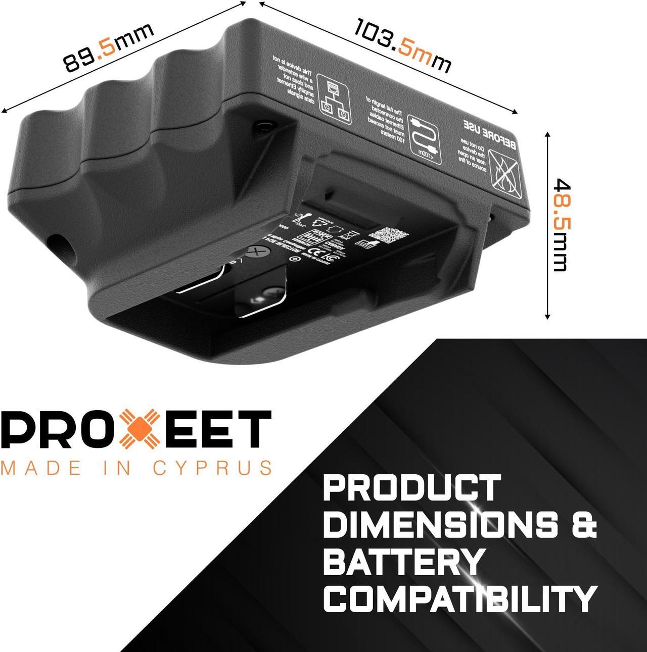 Alt view image 2 of 5 - Portable COMBO (Passive 24v/50v & Active af/at) PoE Injector Compatible with DeWalt/Milwaukee Battery Feed | Battery Powered | 1 Gigabit full duplex passthrough | up to 50 watt Power Supply | Ethernet