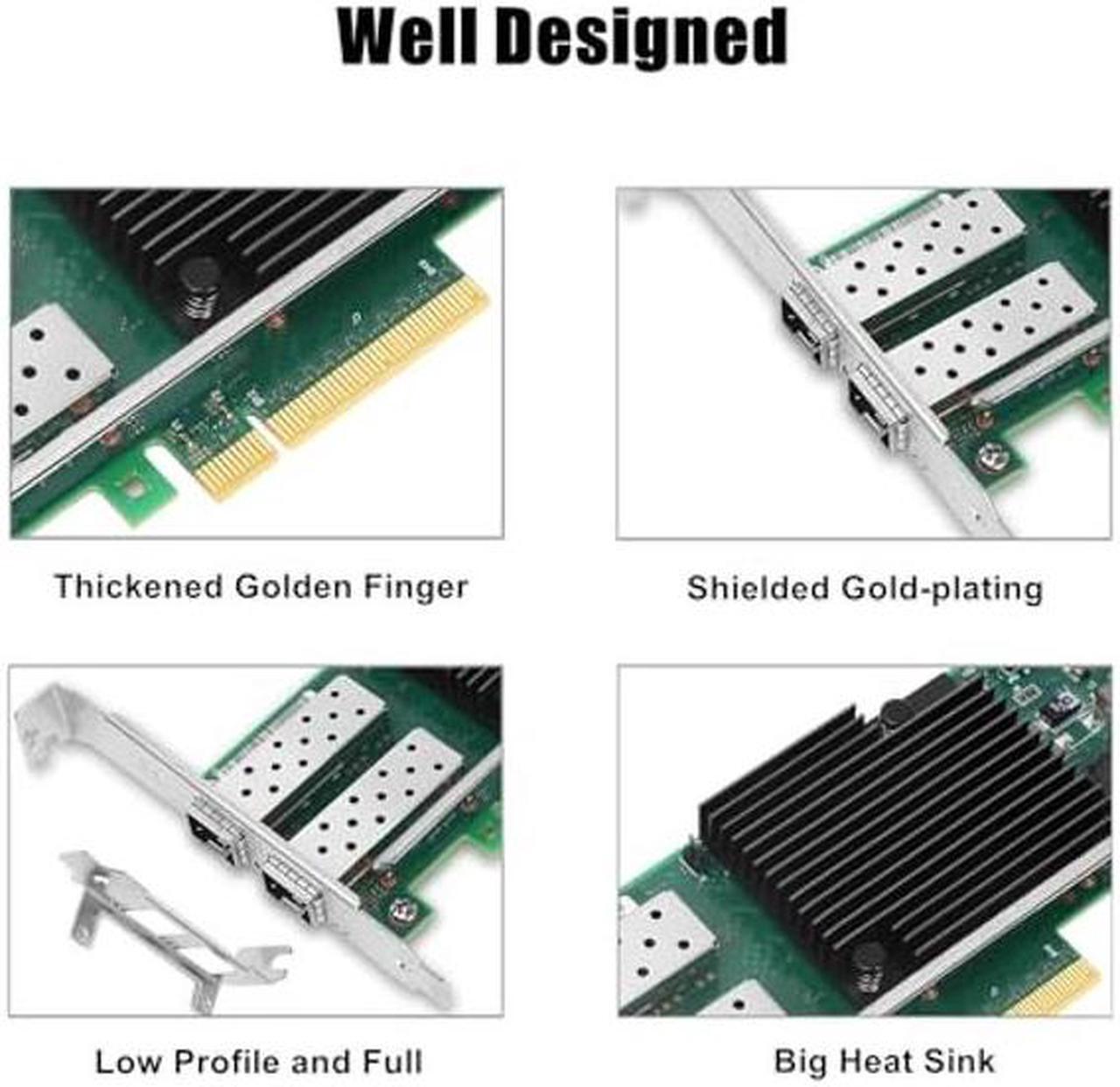 Alt view image 4 of 5 - 10Gb Ethernet Converged Network Card, with Intel X710-BM2 Chip, Dual SFP+ Connectors, PCI Express Ethernet LAN Adapter Support Windows Server/Windows/Linux/ESX, Compare to Intel X710-DA2