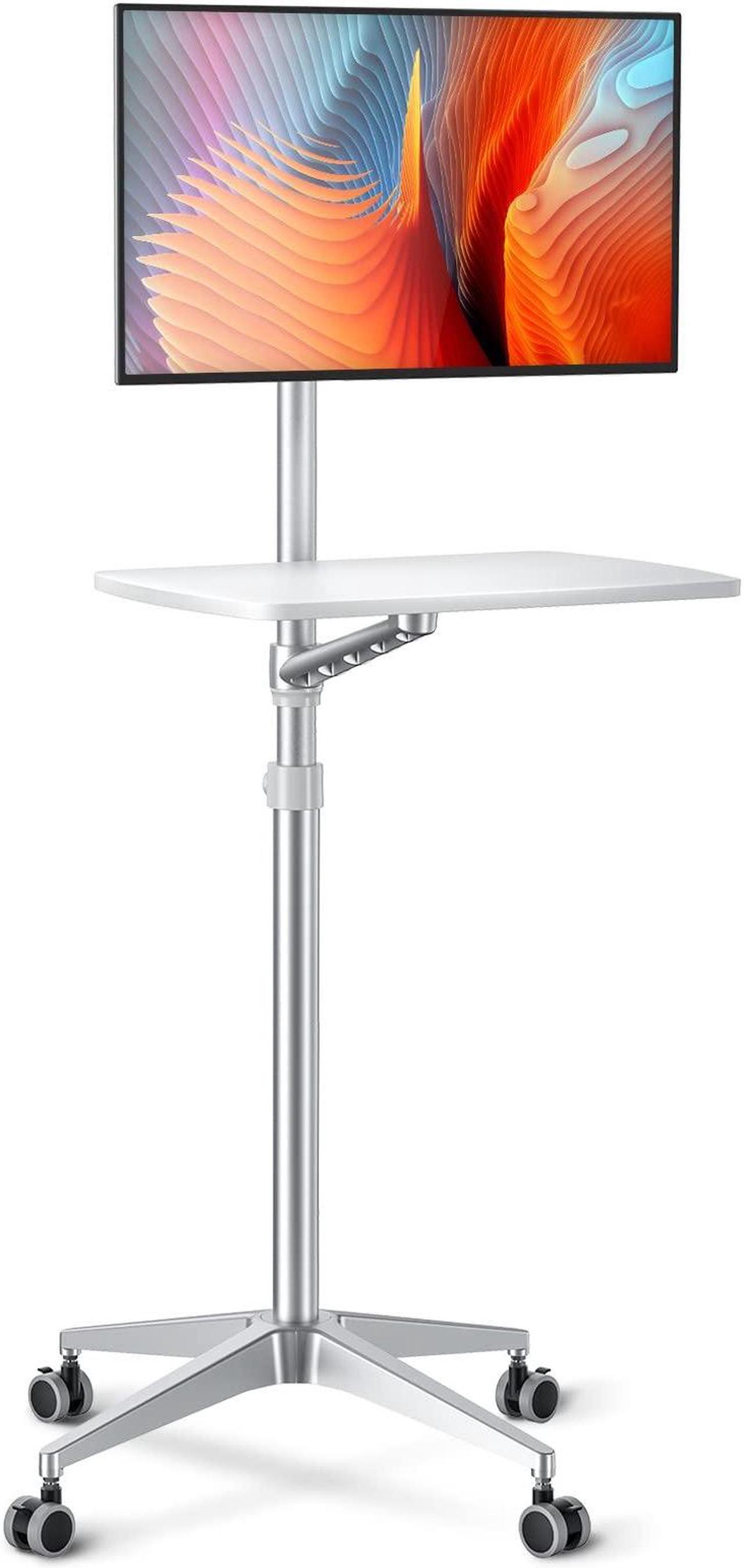 Main image of viozon Mobile Desk,Mobile Workstation,Mulitiuse Rolling Laptop Floor Stand,34"-48.6" Height Adjustable,Compatible with 17"-27"Monitor&12"-17"Laptop,21"x14" Desk Board,Maxload 17.6lbs,4 Lockable Wheels