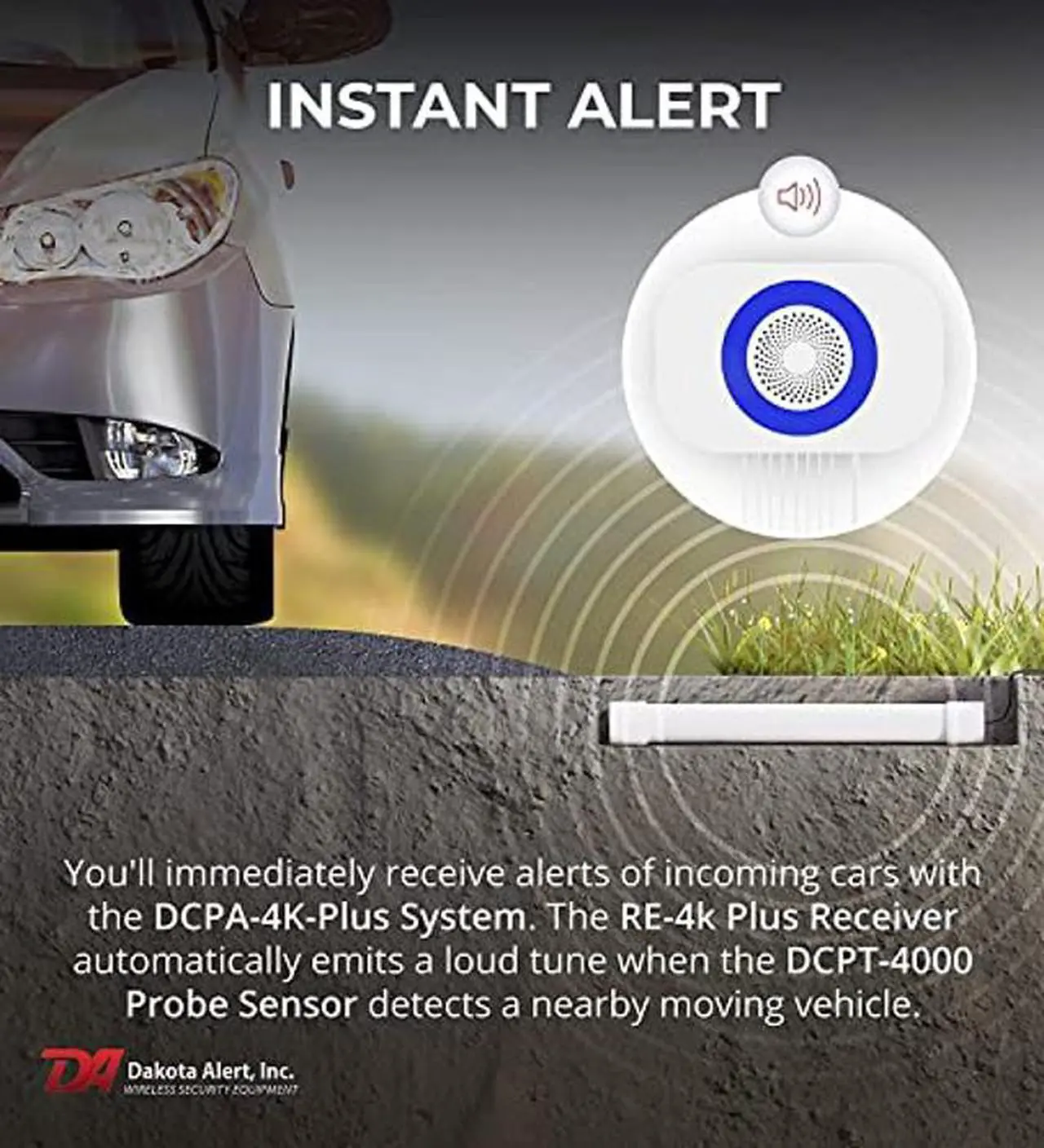 Alt view image 2 of 5 - Dakota Alert Driveway Alarm Sensor - DCPA-4k Plus Driveway Alarms Wireless Outside Weatherproof Alert System, 1-Mile-Long Range Sensors, Receiver & Vehicle Detecting Probe Transmitter & 50' Wire