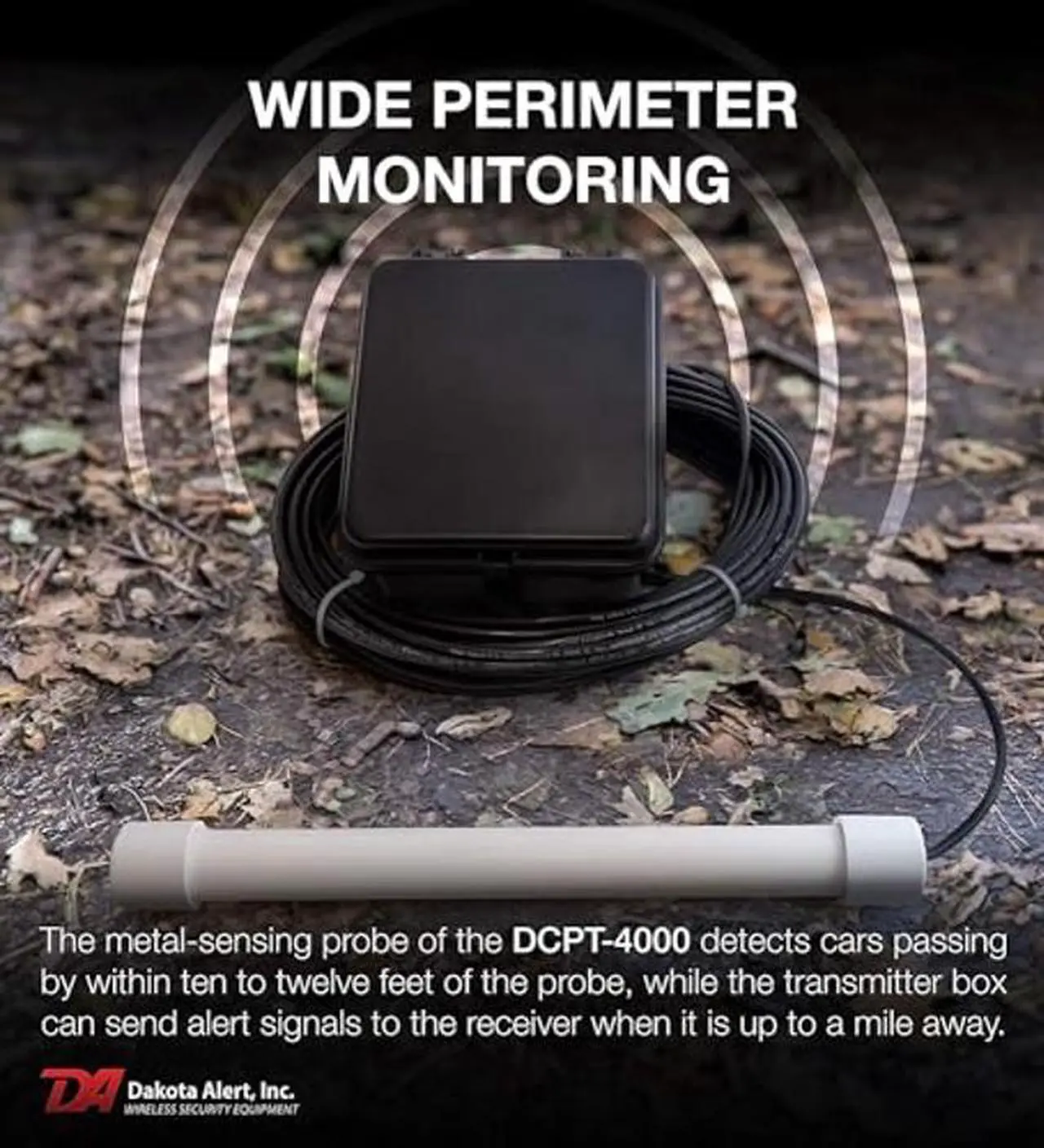 Alt view image 3 of 5 - Dakota Alert Driveway Alarm Sensor - DCPA-4k Plus Driveway Alarms Wireless Outside Weatherproof Alert System, 1-Mile-Long Range Sensors, Receiver & Vehicle Detecting Probe Transmitter & 50' Wire