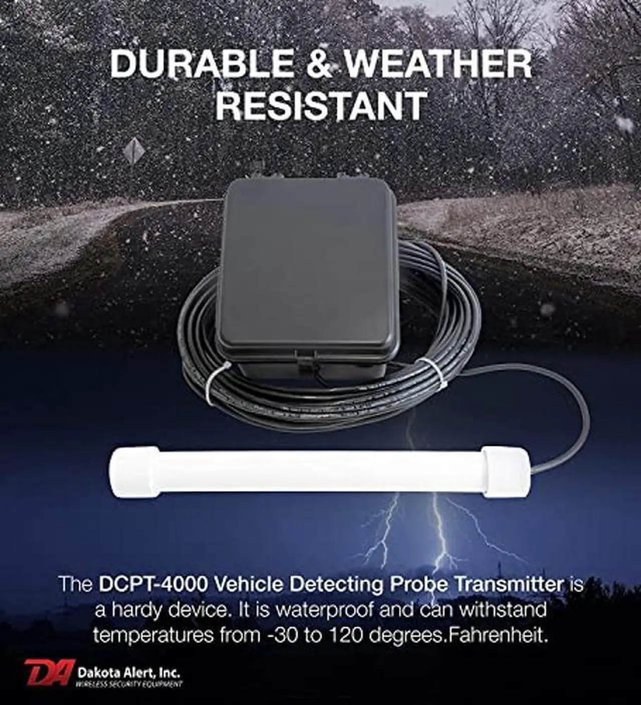 Alt view image 4 of 5 - Dakota Alert Driveway Alarm Sensor - DCPA-4k Plus Driveway Alarms Wireless Outside Weatherproof Alert System, 1-Mile-Long Range Sensors, Receiver & Vehicle Detecting Probe Transmitter & 50' Wire