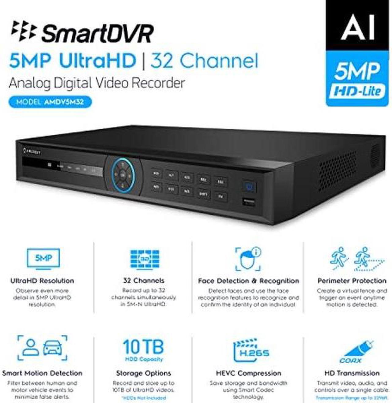 Alt view image 2 of 5 - Amcrest 5MP UltraHD 32 Channel DVR Security Camera System Recorder, 5MP Security DVR for Analog Security Cameras, Remote Smartphone Access, HDD & Cameras NOT Included (AMDV5M32)