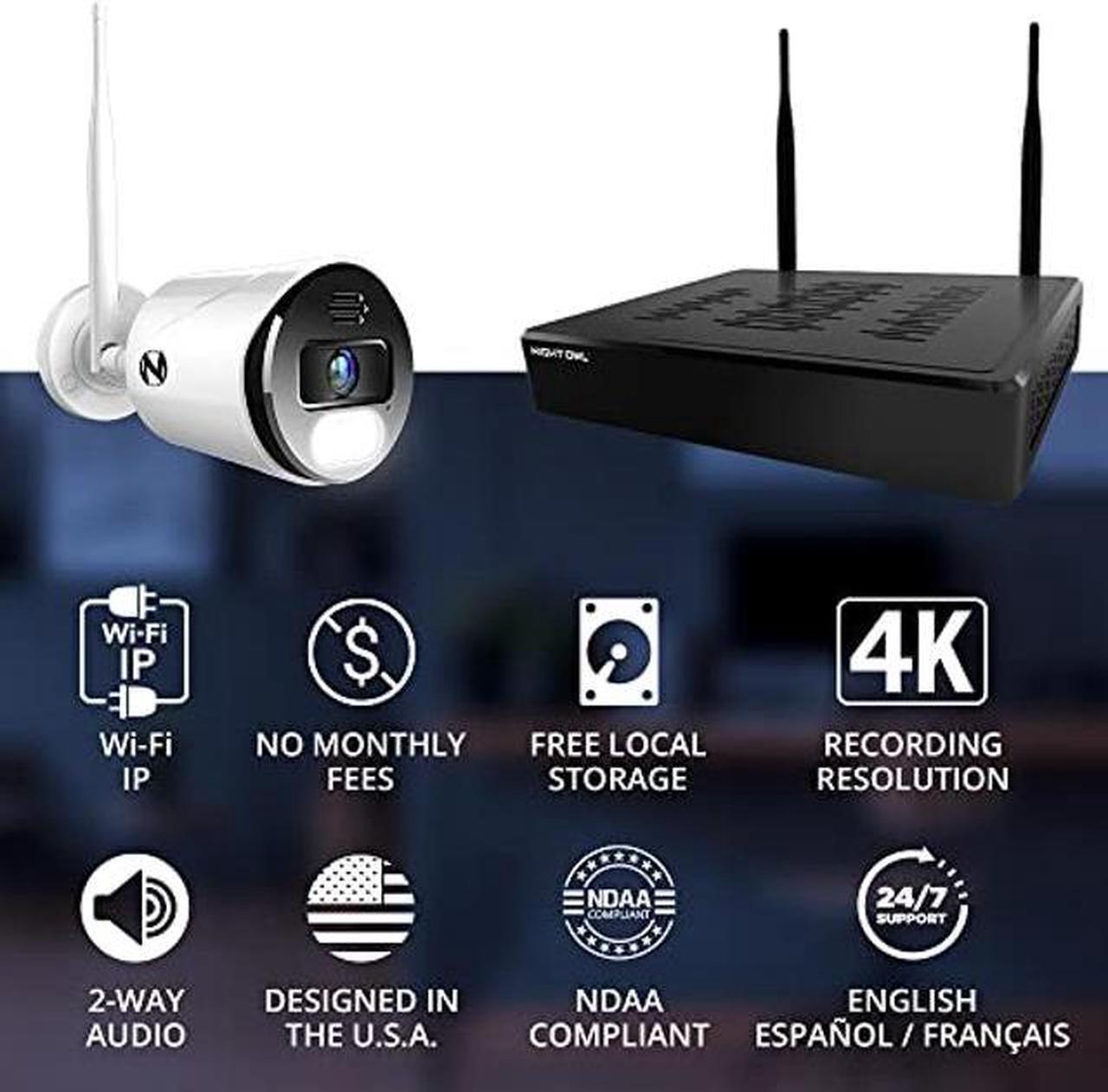 Alt view image 2 of 5 - Night Owl Sp, Llc Night Owl 10 Channel Bluetooth Video Home Security Camera System with (4) Wi-Fi IP 4K HD Indoor/Outdoor Spotlight Cameras 2-Way Audio and 1TB Hard Drive, BTWN8-4L1