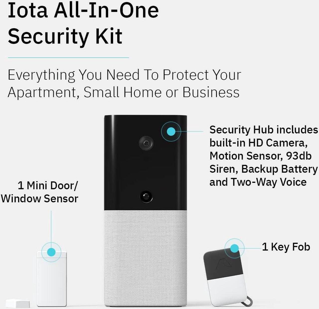 Alt view image 2 of 5 - Abode Iota All-in-One Security Kit with Integrated Camera, Alarm, Key Fob, Motion & Door/Window Sensors - DIY Installation - Optional Professional Monitoring - Works with HomeKit, Alexa & Google Home