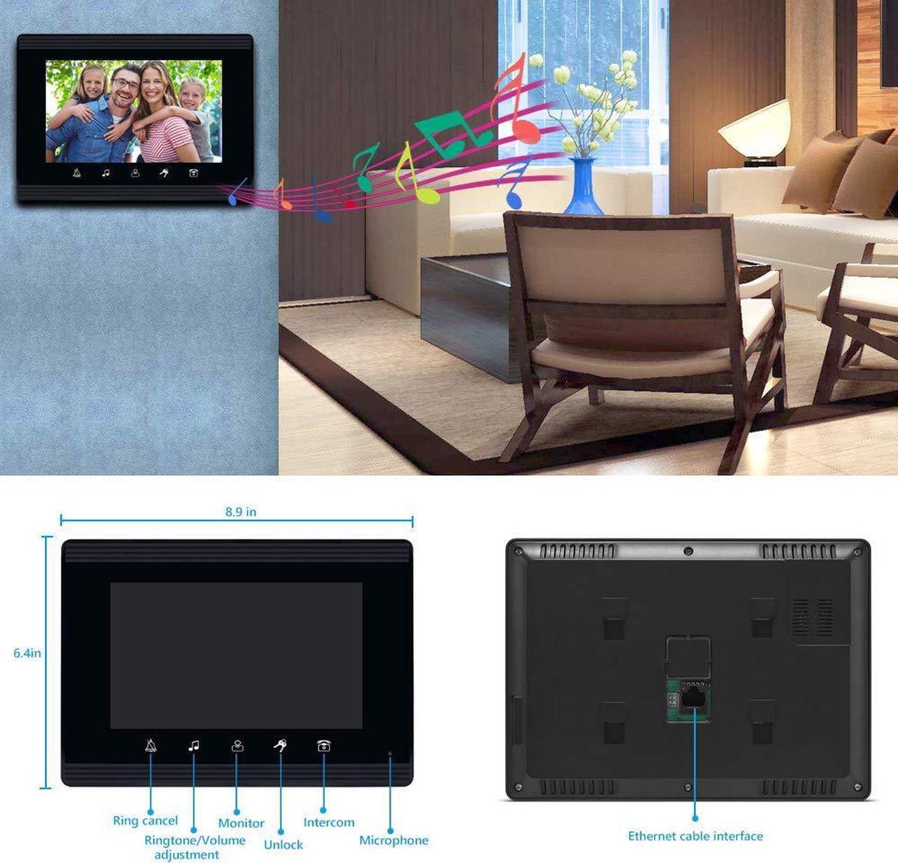 Alt view image 4 of 5 - AMOCAM Upgrade Versions 4 Units Apartment Intercom System 7 inch Touch Monitor Video Door Phone Kits Support Ethernet Cable Connect, Single-Supply, ID Keyfobs Unlock for Home Apartment