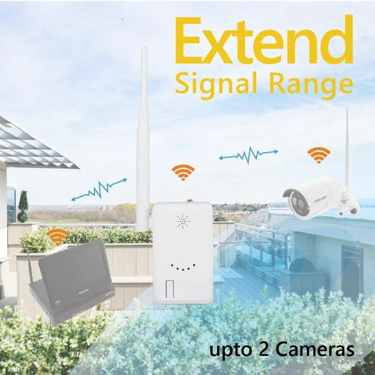 Alt view image 5 of 5 - (2022 Upgraded Ver.) [8CH] Crystal Vision CVT9608E-3010W All-in-One True HD Wireless Surveillance System NVR CCTV w/ 2TB HDD, Built-in Monitor & Router, Camera Auto Pair