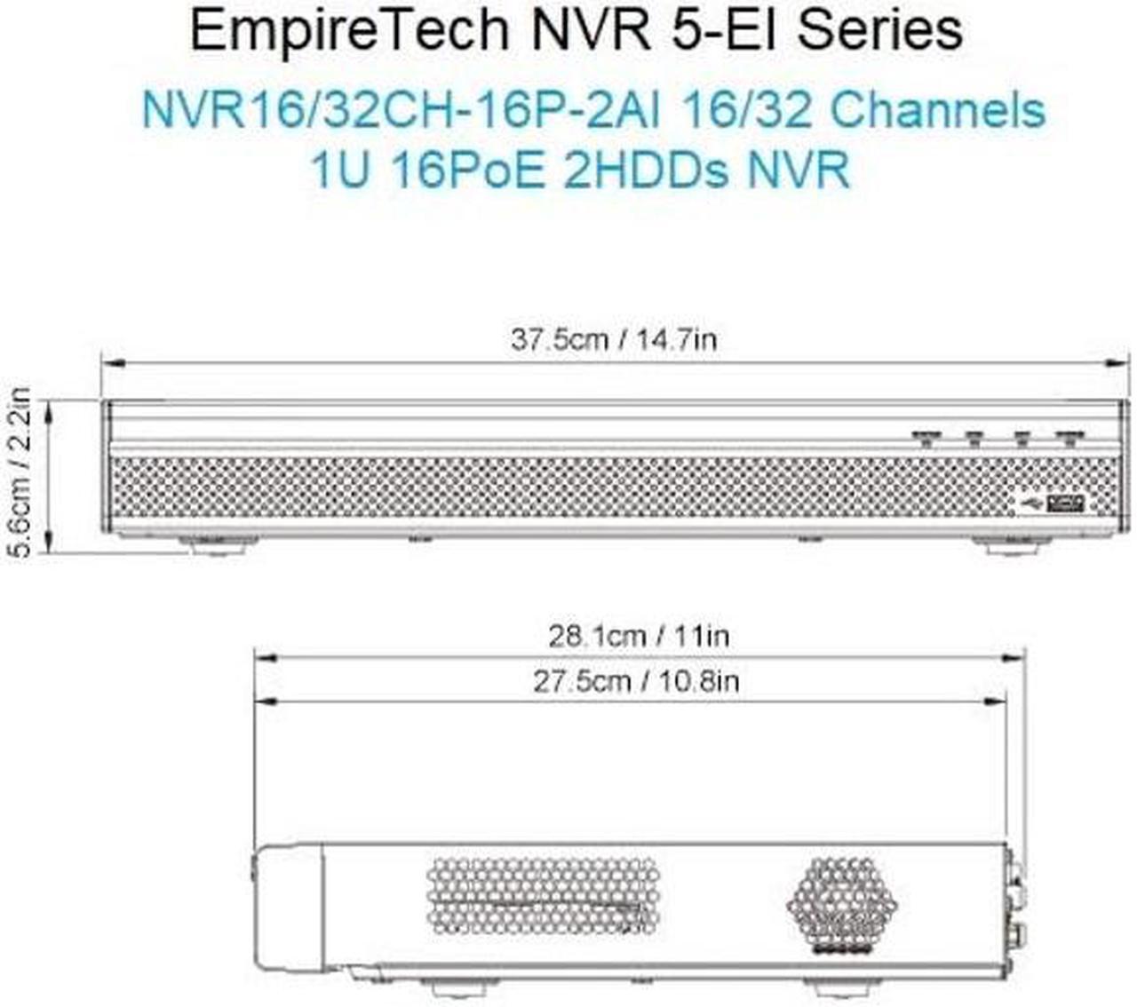 Alt view image 2 of 5 - EmpireTech NVR 5-EI Series 16 Channels 1U 16PoE 2HDD Smart H.265+ AI Network Video Recorder,AcuPick,Face Recognition and SMD Plus,Max. 384 Mbps Incoming/Recording/Outgoing Bandwidth,NVR16CH-16P-2AI