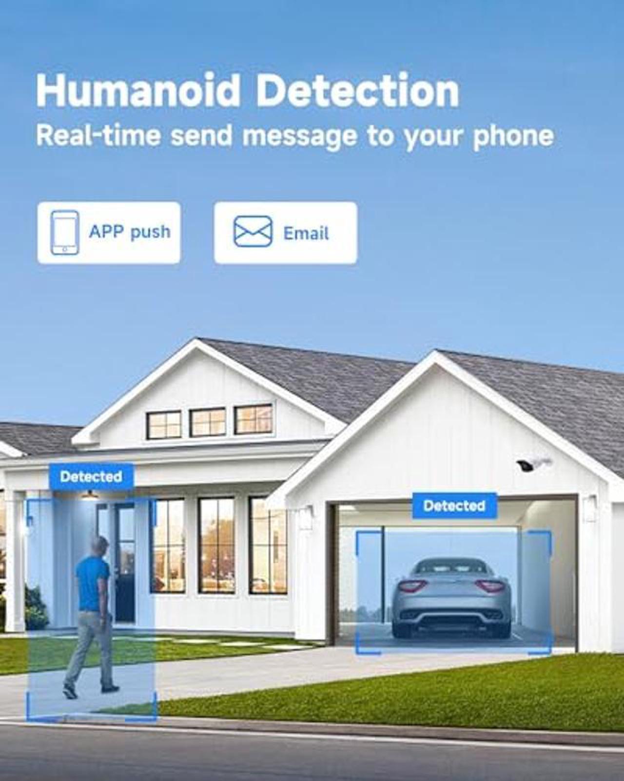 Alt view image 4 of 5 - JAIOT 4K PoE Security Camera System, 8pcs H.265+ Metal PoE Wired with Person Vehicle Detection, 8MP/4K 8CH NVR with 2TB HDD for 24-7 Recording, Home/Business