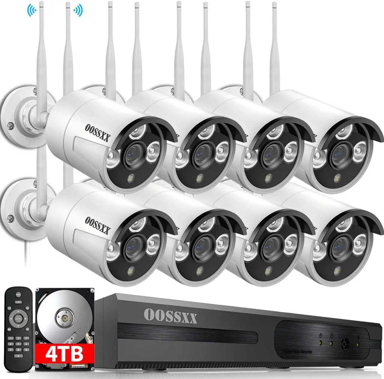 Main image of (Dual Antennas for WiFi Enhanced & 60 Days Storage) AI Human Detected 2K 3.0MP Wireless Security Camera System,OOSSXX 10 Channel NVR HD Outdoor Home Surveillance WiFi Cameras Systems