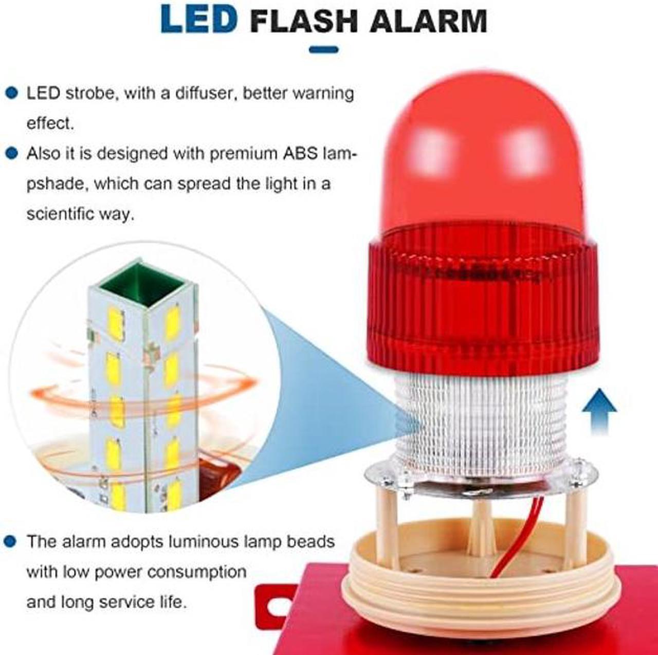 Alt view image 3 of 5 - Saladulce Industrial Siren Alarm Outdoor Siren Strobe 120dB Sound Light Alarm Horn Waterproof Emergency Strobe Warning Light (AC 110V Without Plug)