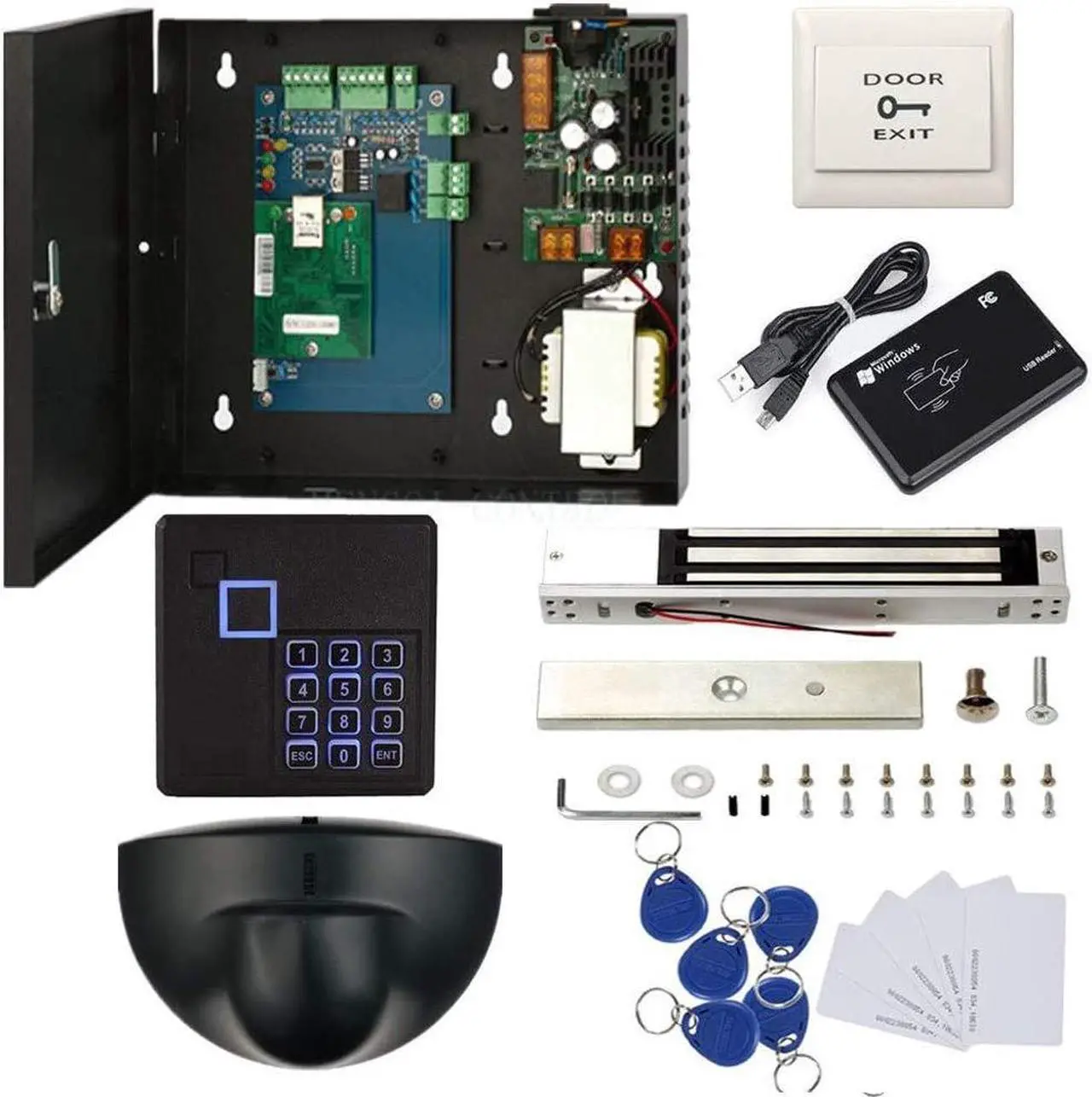 Main image of TCP/IP Single Door Security Access Control System with 600lbs Electric Magnetic Lock Exit Motion Sensor 110V-240V Power Supply Box FRID Keypad Reader