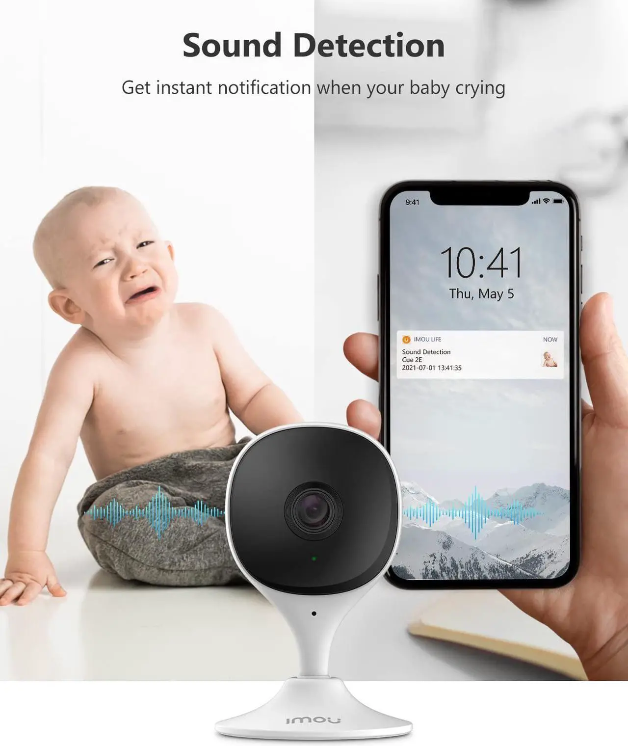 Alt view image 5 of 5 - Imou Home Security Camera 2 Pack 1080P Baby Monitor with Night Vision, 2-Way Audio, Human Detection, Sound Detection, Plug in WiFi Indoor Camera Dog Cam with App, 2.4G Wi-Fi Only, Works with Alexa