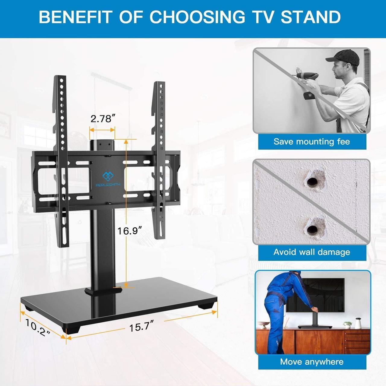 Alt view image 4 of 5 - PERLESMITH Swivel Universal TV Stand PSTVS09&PSTVS11