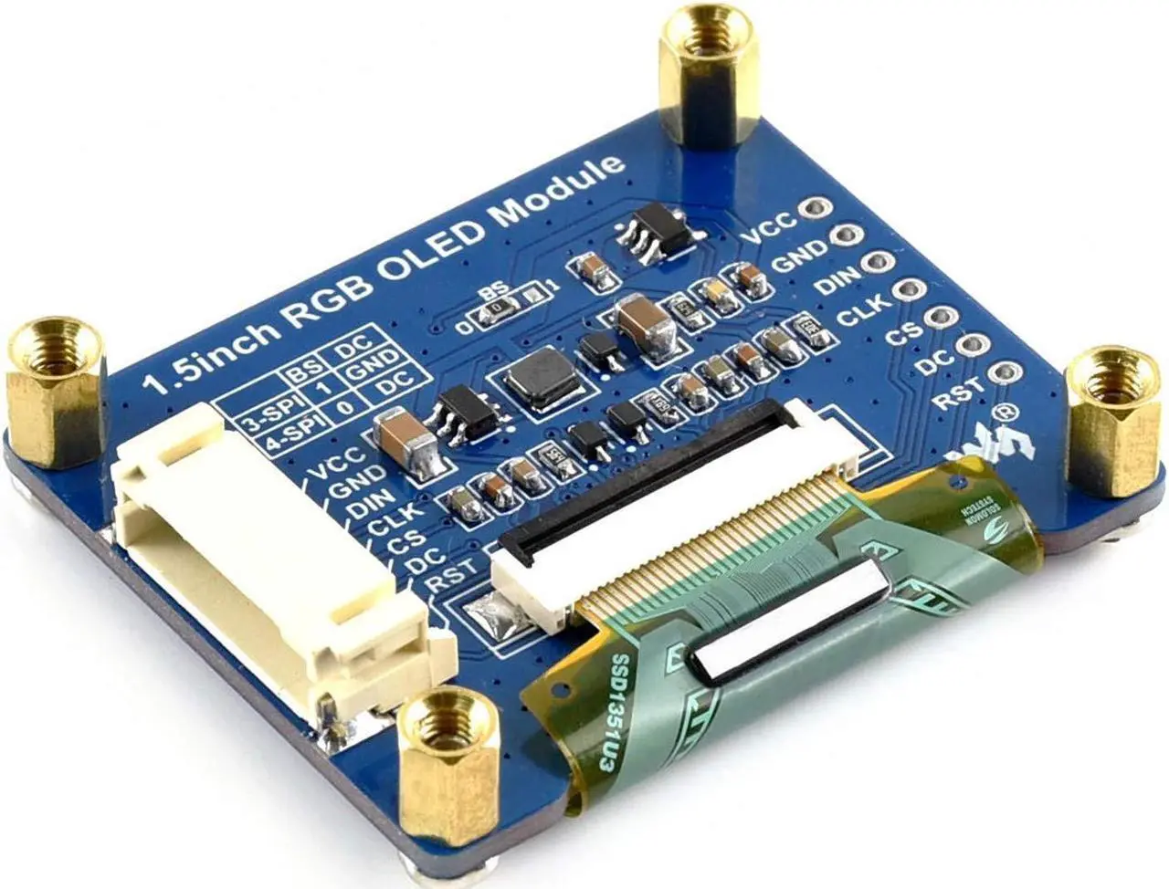 Alt view image 3 of 5 - waveshare 1.5inch RGB OLED Display Module for Raspberry Pi/Jetson Nano/Arduino/STM32, 128x128 Pixels,16-bit High Color (65K Colors) SPI Interface